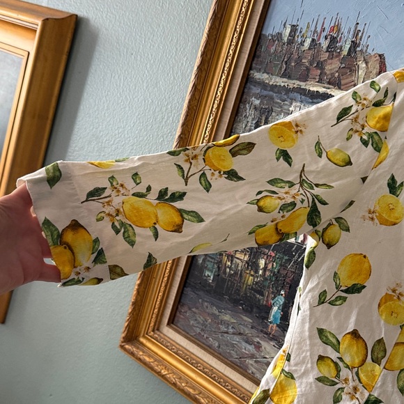 Cynthia Rowley White Maxi Dress with Yellow Lemon Print linen - Picture 8 of 10